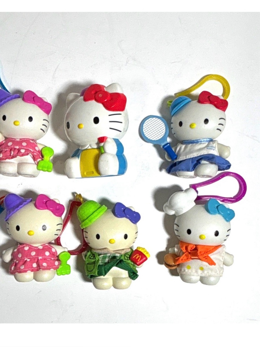 VTG 2000 McDonald's Happy Meal Hello Kitty Lot of 6 - Clips & Sticker Dispenser